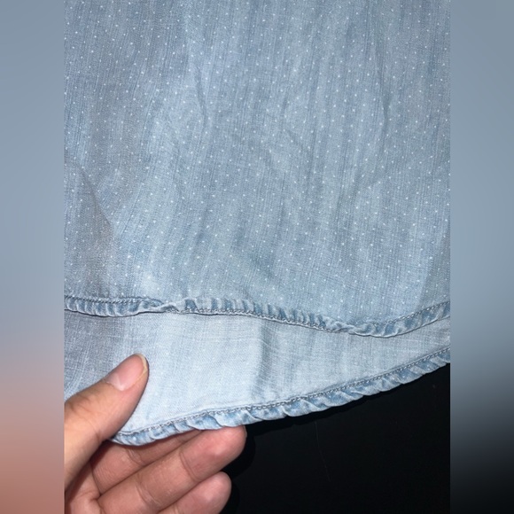 Cloth & Stone For Anthropologie Denim Polka Dot Half Button Up Tank Size M EUC - Picture 2 of 9